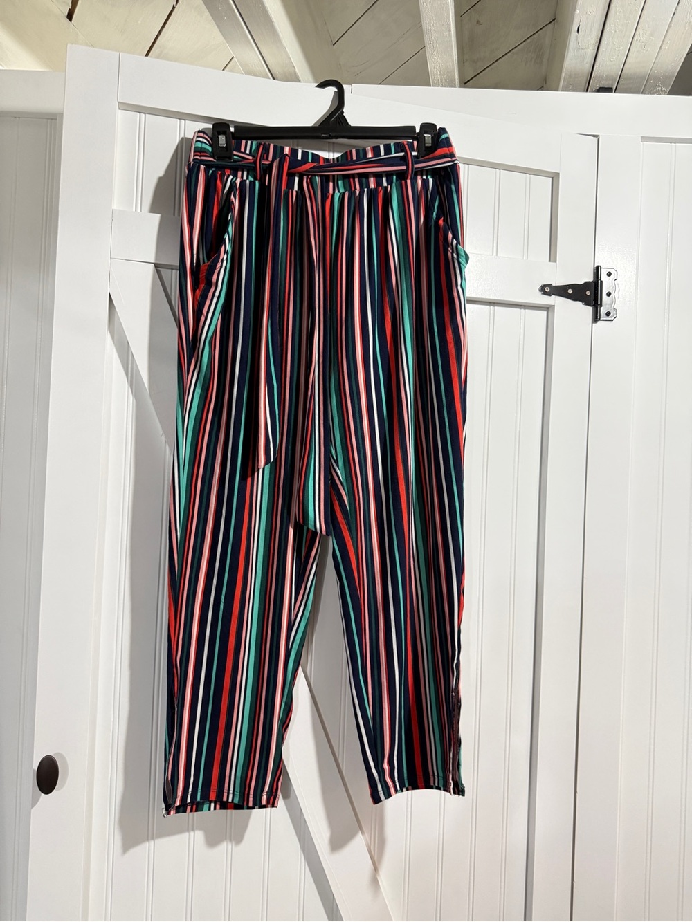eye candy Navy Multi-Stripe Cropped Trousers